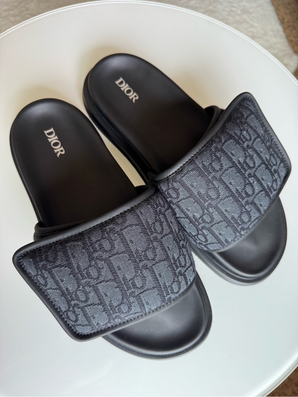 Dior Men’s Black Jacquard Logo Slide Sandals